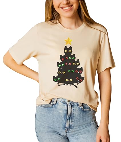 Cat Christmas Tree T-Shirt Xmas Funny Cat Tree #1035_51