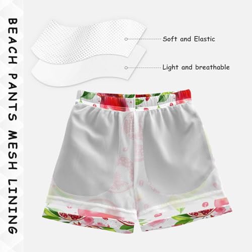 DOMIKING Seeds Pomegranate White Toddler Boys' Swim Trunks Mesh Lining Swim Shorts for Pool Gym Beach Adjustable Waist4