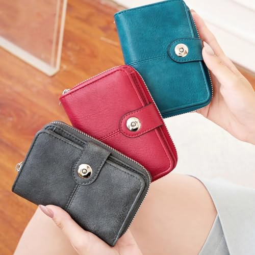 Short Ladies Wallet Vintage Multi Card Slot Two Fold Zipper Card Holder Coin Coin Purse4