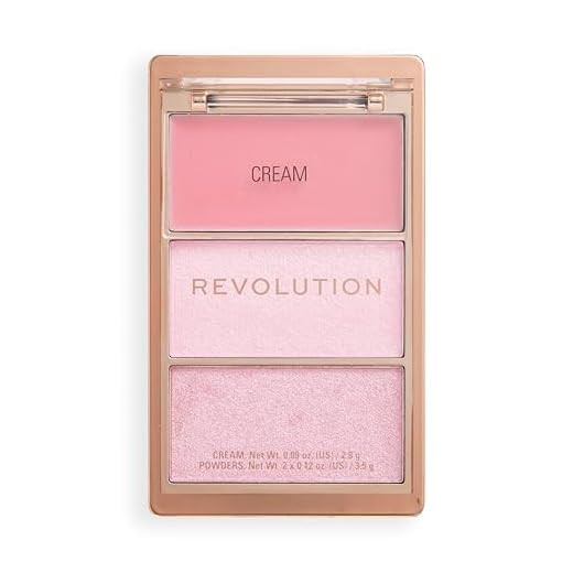 Revolution Highlight Icon Palette, Trio aus Creme, Puder und Schimmer, Aufbaubare Pigmente zum Highlighten, Pink Posse, 2.8g