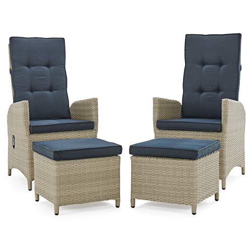 Haven All-Weather Wicker Outdoor Recliners with Ottomans and Removable Seat Cushions, Set of 2, Outdoor Furniture, Patio Furniture, Weatherproof, Indoor/Outdoor Sectional, Sofa
