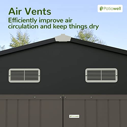 Patiowell 10X8 Ft Outdoor Storage Shed, Large Garden Tool Metal Shed With Sloping Roof And Double Lockable Door, Outdoor Shed For Backyard Garden Patio Lawn,Brown #TOP7