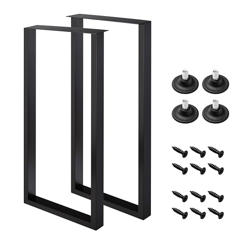 WHUANGKAKA 36 Inch Metal Bar Table Legs for Desk Dining Table with Adjustable Feet Pads Home DIY Furniture LegsBlack Set of 2(W18*H36).