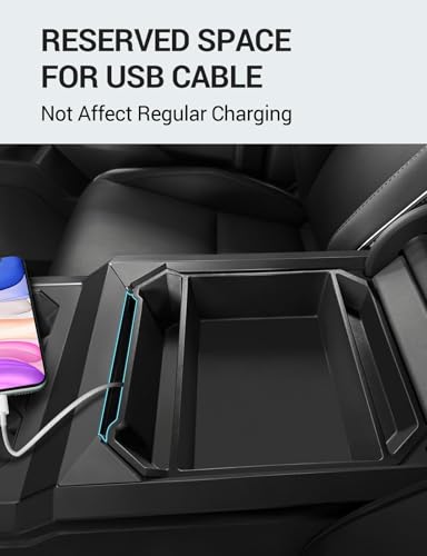 Image of Motrobe Center Console Organizer for Tesla Cybertruck 2024 2025 2026 Premium TPE Anti-Slip Armrest Storage Tray, OEM-Style Interior Accessories, No-Rattle Insert Box for Sunglasses, Phone & Coins