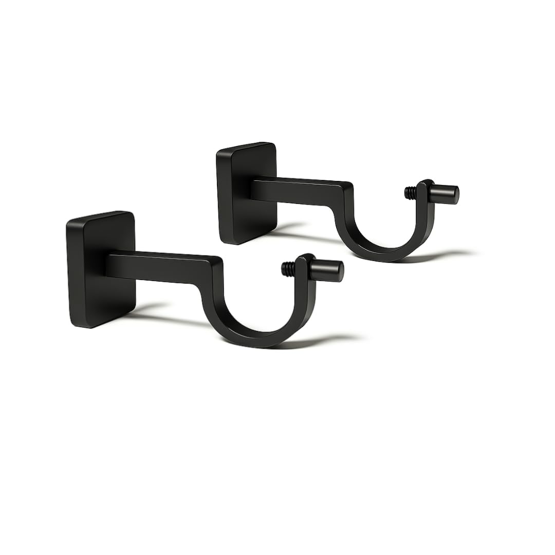 Colornest Curtain Rod Brackets for 1-Inch Curtain Pole |Premium Metal Curtain Holders, 35 Kg Load Capacity| Wall Mount Support Hardware Black Matte - 2 pcs-image-6