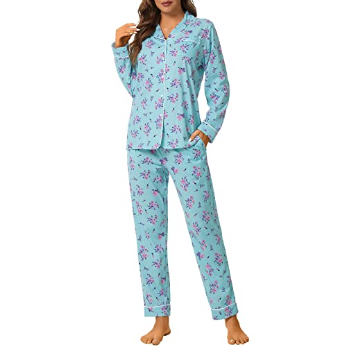 Image of Tugege Pajamas Set Long Sleeve Sleepwear Womens Button Down Nightwear Pj Sets