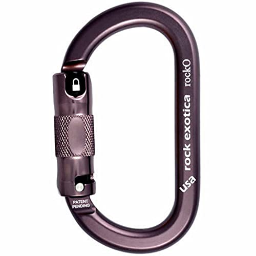 Rock Exotica Rocko Auto-Lock Black Carabiner - Heavy Duty 3-Stage Locking Carabiner Clip for Rock Climbing and Professional Climbing Gear - Enhanced Oval Shape Design – Made in The USA
