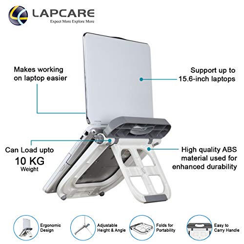 Image of LAPCARE Multi Functional Tabletop Laptop Stand with Auto-Lock Joint and Max Load of 10Kg (White)