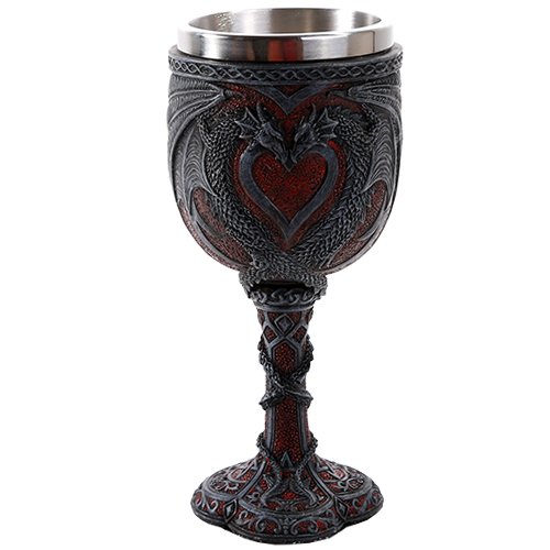 Pacific Giftware Double Dragon Heart Love Goblet Wine Cup 7 inch