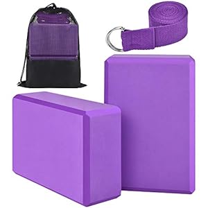 Yogablokken, yogablokken, 2 stuks, baksteen, yoga, van EVA-schuim, met riem en tas voor yoga, pilates en stretching, kubus voor yoga, dobbelstenen, yoga