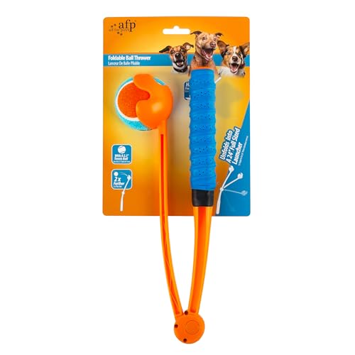 ALL FOR PAWS 63CM ballwurfmaschine Hund | Hundeballschleuder | Klappbarer Ballwerfer mit Tennisball-Griff, inkl. 6.5CM Ball(2.5'') – für Apportiertraining & Outdoor-Spiele