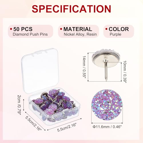 Chinchetas de diamante de imitación moradas para tablón de anuncios 3