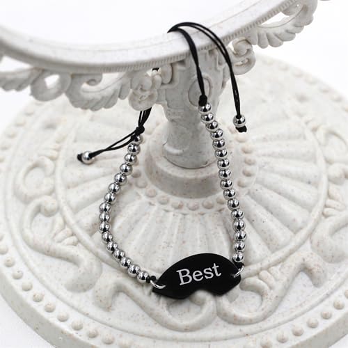 Image of Beaded Bracelet Set | Engraved 3 PCS Puzzle Piece Heart Elegant Delicate Trendy Personalized Family & Best Friends Bracelets | Adjustable Stainless Steel Good Luck Jewelry YA4773