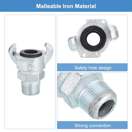 Accesorios de manguera de aire Chicago G3/4 macho NPT tono plateado 2 ud 5