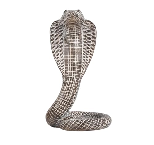 Estatua de Serpiente Cobra Realista en Resina Blanca