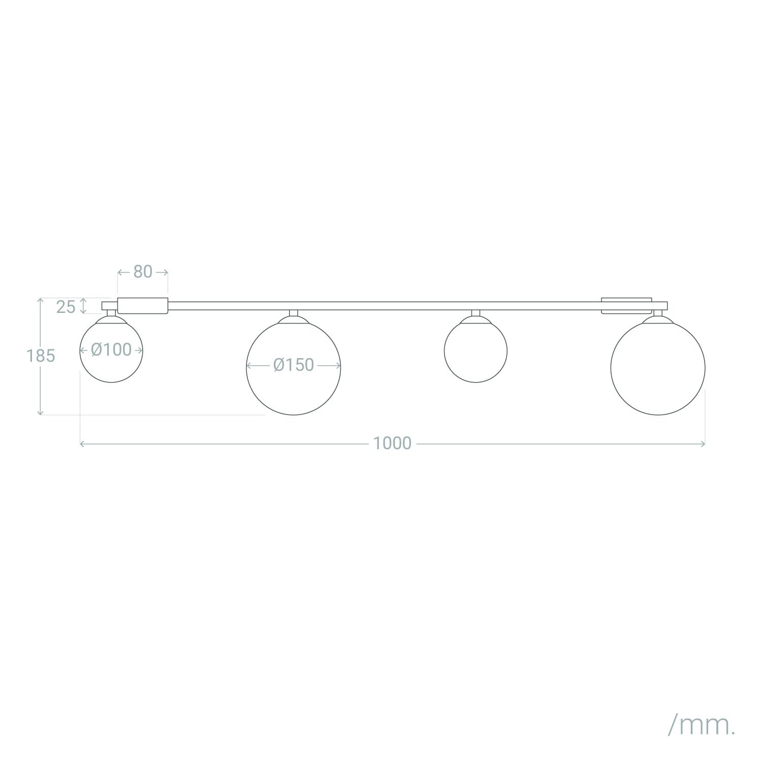 LEDKIA Lampadario in Metallo e Vetro Moonlight Brass 4 punti luce Grigio Sm | Design Elegante | Compatibile con Lampadine G9 | Ideale per Soggiorno e Camera, Grigio Smoke