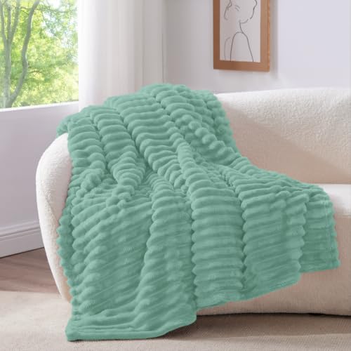 Image of BEDELITE Ribbed Twin Blanket for Couch & Bed, Seafoam, 60 inchx80 inch | Ultra-Soft Plush Fleece, Cozy, Warm Yet Lightweight, Ribbed Texture, Home Decor, Machine Washable, Giftable, All-Season Use