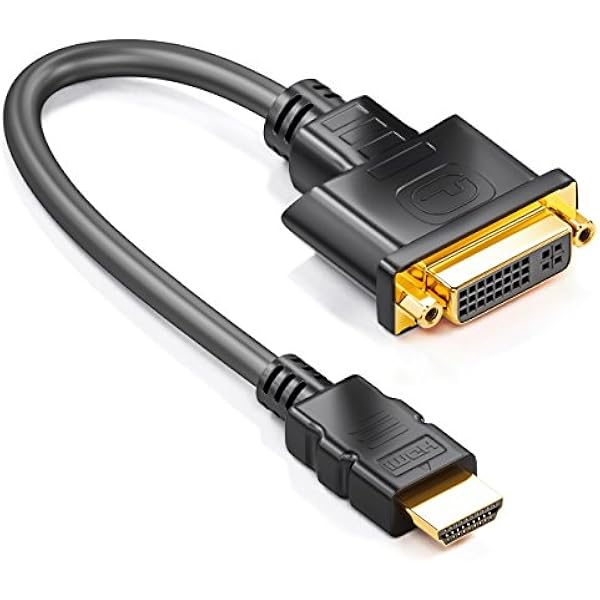 deleyCON HDMI do DVI Kabel Przejściowy - HDMI Męski do DVI Żeński 24+5 1080p Full HD HDTV 1920x1080 - Pozłacane Styki - TV Projektor PC - Czarny