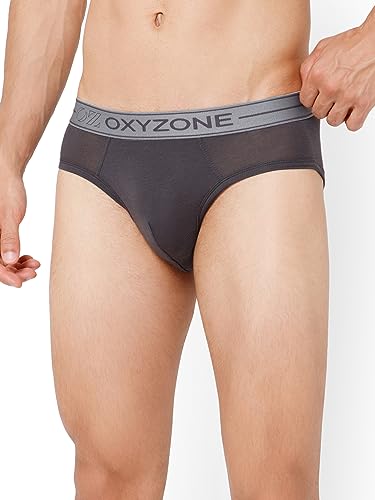 Image of OXYZONE Men's Modal Solid Brief with Sweat-Absorbent & Anti-Odour Fabric, Lightweight, Tag-Free, Breathable Innerwear with Outer Soft Waistband