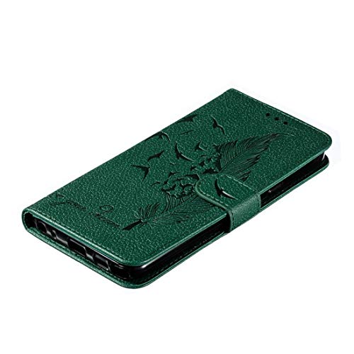 JSLY – Capa de couro com textura litchi horizontal com carteira e suporte e compartimentos para cart