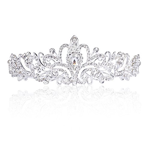 Canitor Crystal Tiara Rhinestones Crystal Bridal Headband Crown Headband for Wedding Prom Bridal Birthday (Sliver)