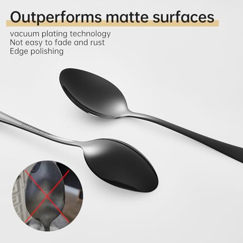 Forks and spoons silverware set 24pcs black spoons and forks set Durable Dishwasher Safe black silverware for home kitchen stainless steel by MNLWSP - Image 4