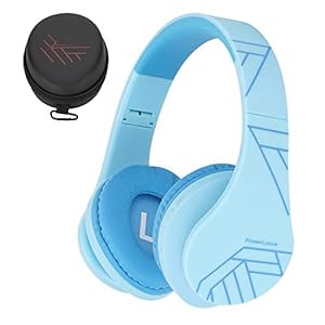 PowerLocus P2 Bluetooth Koptelefoon voor Kinderen,Veilig volume van 85 dB,Inklapbaar,Draadloze Koptelefoons Met microfoon voor Telefoons,Laptops,TV,PC (Blauw)