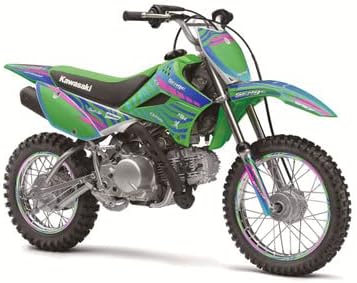 2002-2009 KLX 110 Tigre Black Senge Graphics Complete Kit with Rider I.D. Compatible with Kawasaki