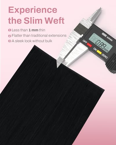 Image of Moresoo Human Hair Clip in Extensions, Seamless Genius Weft, Real Hair | Clip in hair extensions remy hair, jet black, 22inch 130g 7pcs, for weddings, deep black long volume for strong visual impact