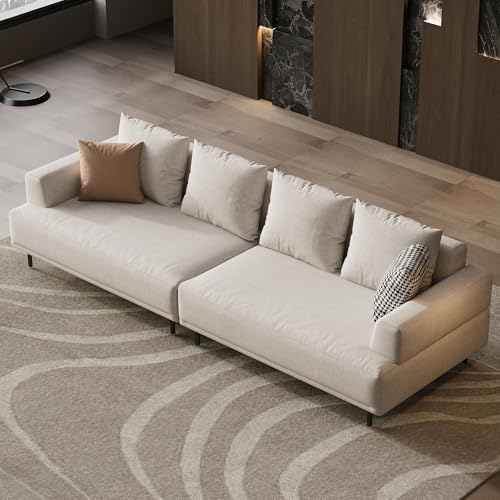gaoyangjiaju Cream Fabric Sectional Sofa – Contemporary Upholstered Couch with Metal Legs for Living Room (109.44inch-4Seats)