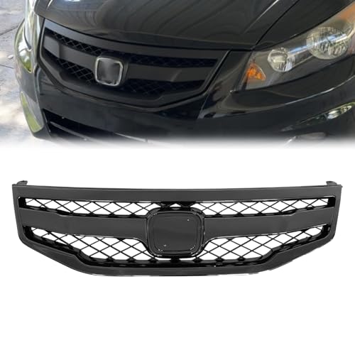 JHRISE JDM Sport Style Front Bumper Mesh Grill For 2011-12 Honda Accord 4DR Sedan Gloss Black Grill