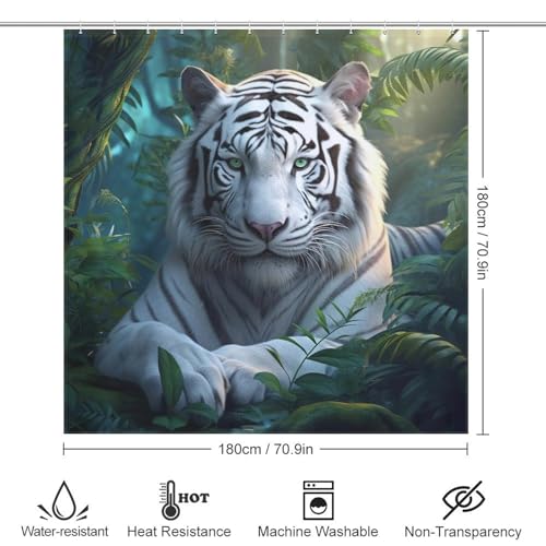 Rideau de douche tigre imprimé haute définition en polyester résistant - 4