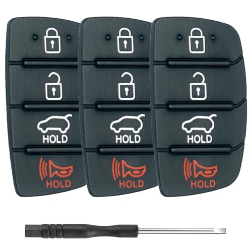 SUPALAND Key Fob Rubber Button Replacement Fits for Hyundai Santa Fe Hyundai Sonata 2013-2019 Keyless Entry Remote Control Key Button Pad Cover 4 Buttons Key Rubber Insert Key Fob Shell Cover Keypad