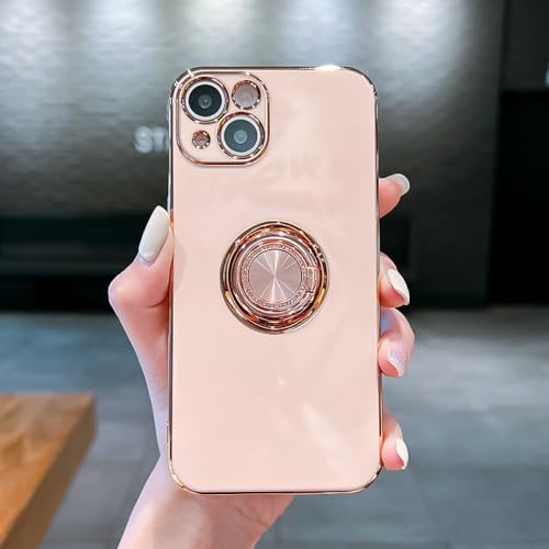 Coque de luxe en TPU souple rose pour iPhone 12 avec anneau métallique ENILSA