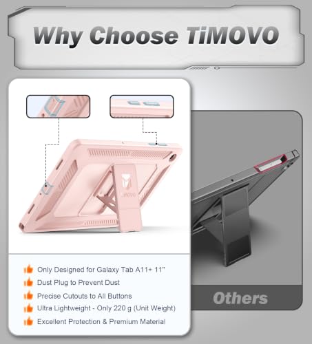 Image of TiMOVO Shockproof Case for Samsung Galaxy Tab A11+ /A11 Plus 11'', Pink | Fit for SM-X230 /X236 /X238, Built-in Screen Protector, Dust Plug & Precise Cutouts, Shockproof Rugged Full Body Protection