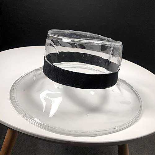 Clear Bucket Hat, Transparent Pvc Rain Cap Summer Wide Hat Beach Hat For Walking Hiking Traveling Black #TOP1