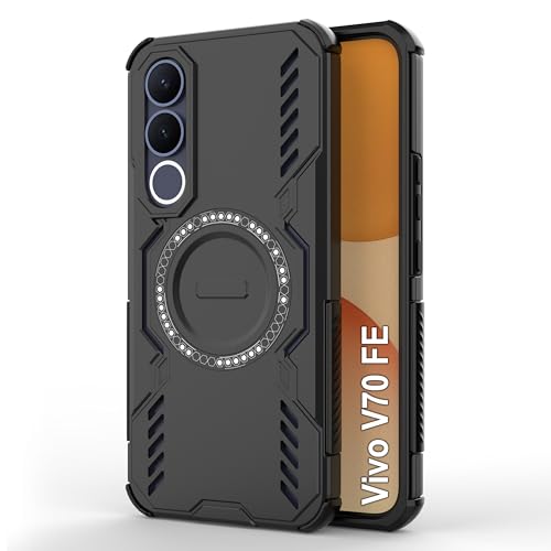 Image of Zapcase Back Case Cover for Vivo V70 FE | Magnetic Case with Built-in Metal Ring | Supports MagSafe Charger, Wallet & Car Mount | Shockproof Hybrid PC + TPU | Black