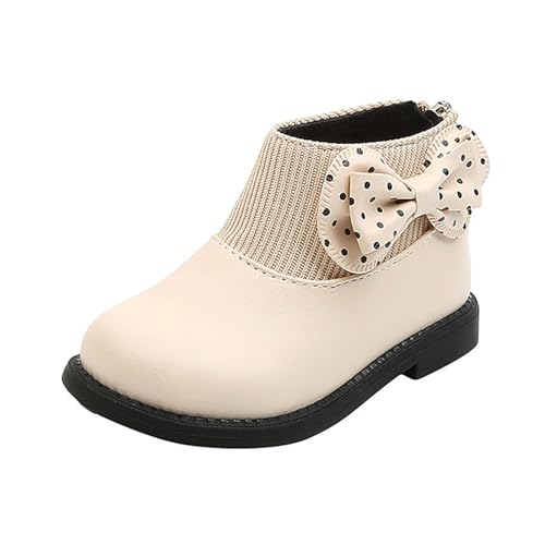 5-5.5 Years Baby Girls Ankle Boots Fashion Bow Princess Shoes Back Zipper Soft Sole Slip On Casual Short Booties