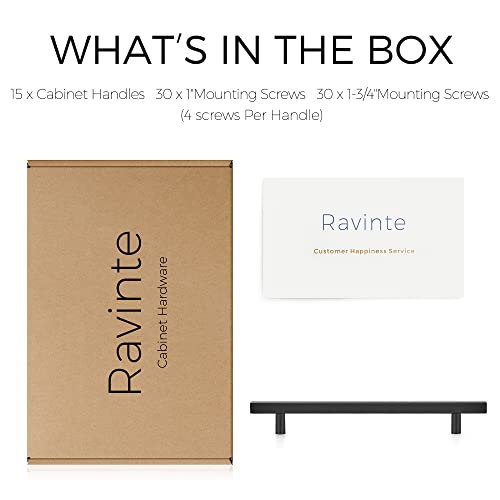 Image of Ravinte 15 Pack 10 inch Square Cabinet Pulls Matte Black Stainless Steel Kitchen Cupboard Dresser Handles Cabinet Handles 10 inch Length, 7-1 /2 inch Hole Center
