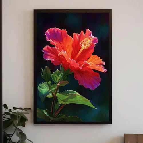 Peinture florale pour le salon style jungle tropicale chic 60x90