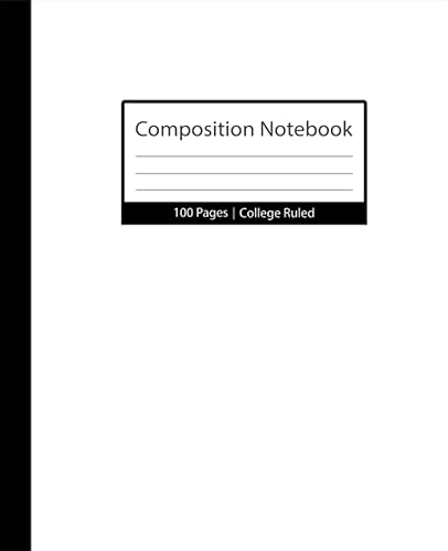 White Composition Notebooks College Ruled Paper For School, College, Office, Work, Students, 100 page (7.5 x 9.25 inch)