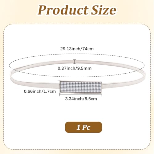 CREATCABIN Elegant Skinny Belt Rhinestone Belts Thin Fashion Belt Ultra Elastic Belt for Women Adjustable Chain Stretch Elast2