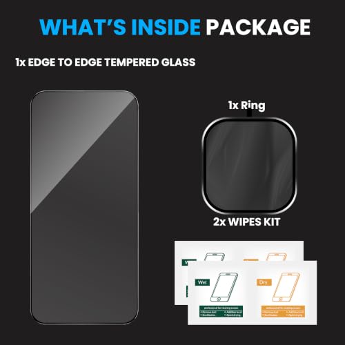 Image of FIRST MART Tempered Glass & Camera Lens for IQOO 15 With Edge to Edge Coverage, Case Friendly, Camera Metal Alloy Rings & Easy Installation Kit | Black, Ultrasonic Fingerprint Working