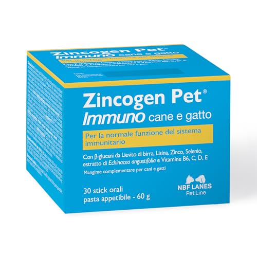 NBF Lanes | Zincogen Pet Immuno Cane e Gatto, Pasta Appetibile in stick pack 60 g, per il Normale Funzionamento del Sistema Immunitario del cane e gatto