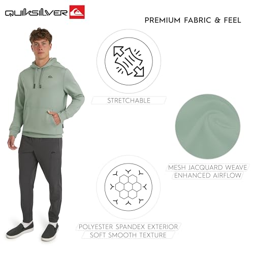 Image of Quiksilver Men's Regular Fit Active Performance Heavyweight Jacquard Mesh and Polar Fleece Pullover Hoodie (S-XL)