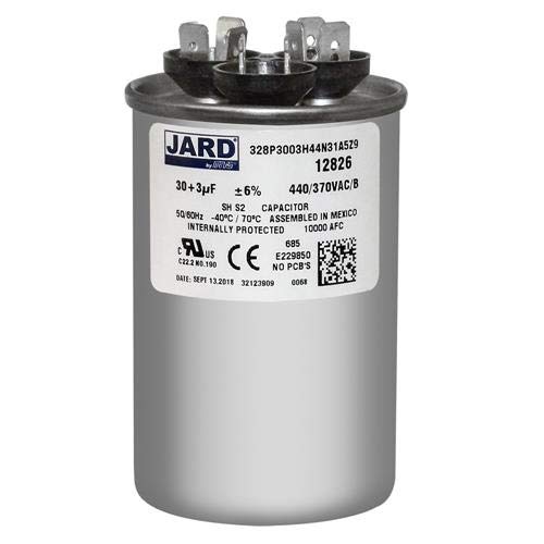(2) Pack, 30 + 3 uF x 370 or 440 VAC - Jard # 12826 Round Dual Run Capacitor