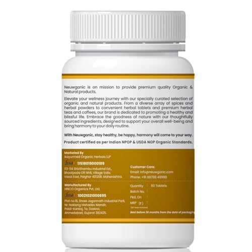 Image of Organic Ashwagandha Tablets - 600 mg 60 Tablets - Stress Relief - Rejuvenates Mind and Body - Boosts Energy and Immunity - Ashwagandha Tablets