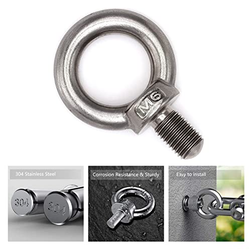 Image of 10Pcs 304 Stainless Steel M6 Male Thread Machinery Shoulder Lifting Ring Eye Bolt