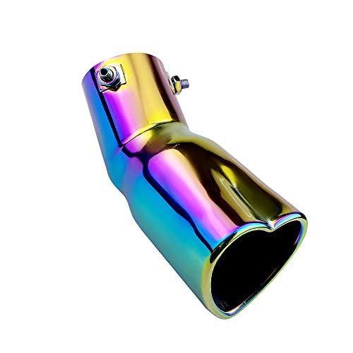 OtpOutopa Car Exhaust Tip 2.5 inch Inlet, Universal Car Exhaust Pipe Modification Tail Throat Tail Pipe Stainless Steel Muffler Tip, Adjustable Heart Shaped Car Thickened Pipe (Curved,Colorful) by OtpOutopa - Used condition - Image 6