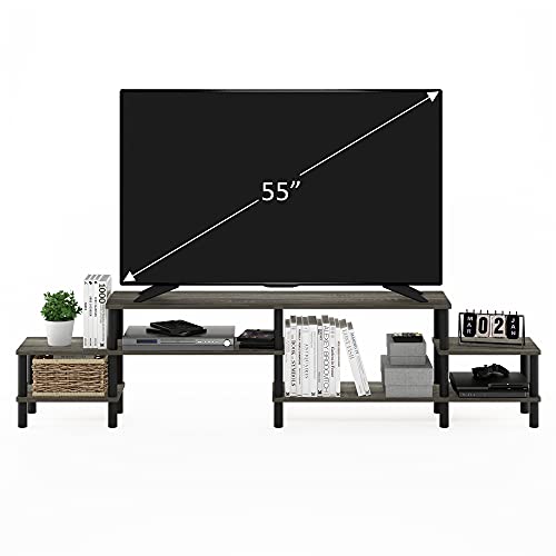 Image of Furinno Turn-N-Tube TV Stand, 3-Tier Open Design Entertainment Center with Shelf, TV Console for TV up to 55 Inch, Toolless Assembly, for Living Room, Bedroom, French Oak
